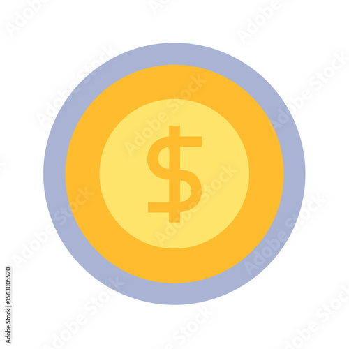 Single flat style dollar coin on black background