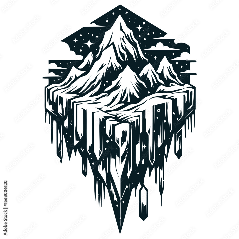 Fototapeta premium Jagged mountain ice formation snow winter