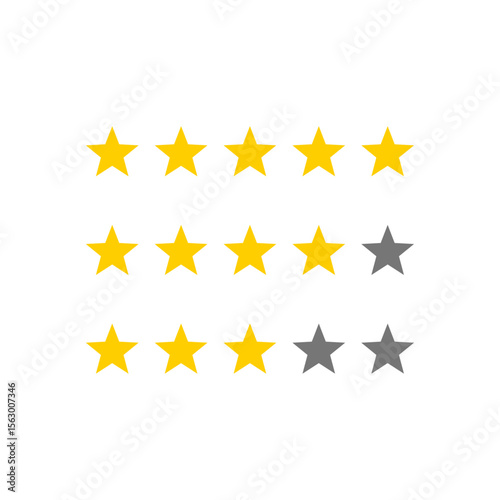 Product rating or customer review with gold stars template and flat vector icons for apps and websites