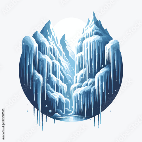 Frozen mountain landscape with icicles mountains winter