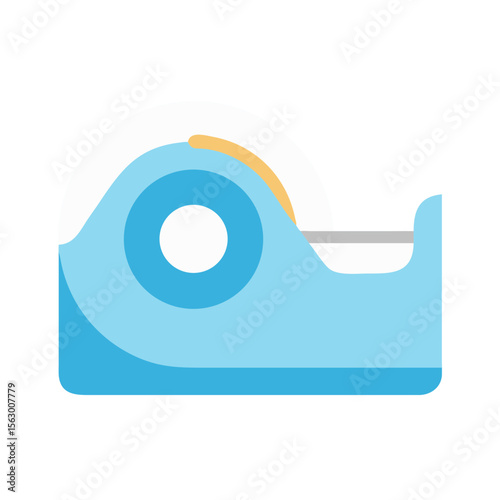 Blue tape dispenser with white tape roll on black