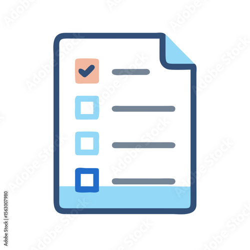 Flat design checklist icon with checkmark and blank boxes