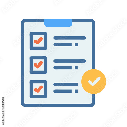 Completed checklist graphic in flat style on black backdrop