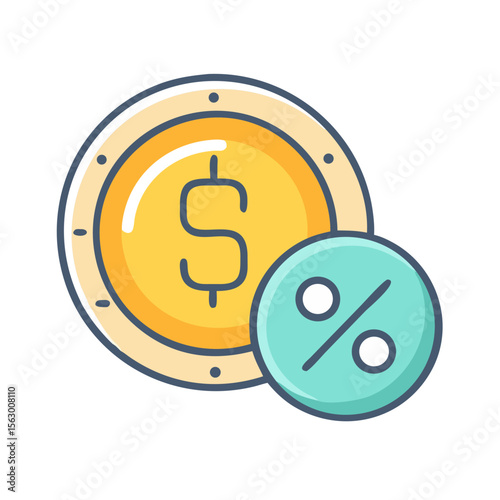 Discount symbol with coin showing price promotion offer sale
