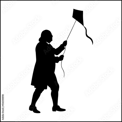 Benjamin Franklin Kite Silhouette Vector