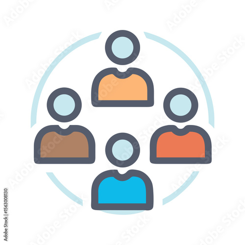 Icon representing business team teamwork with circle around people