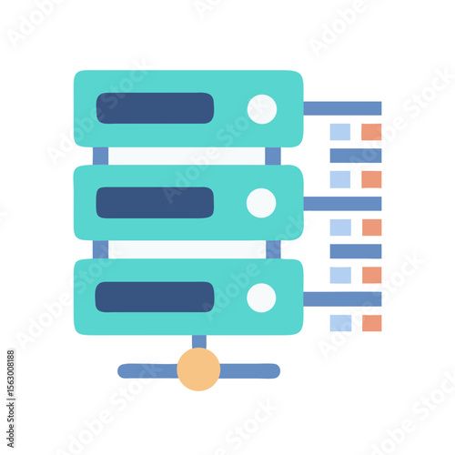 Abstract server rack icon showing data storage and connections