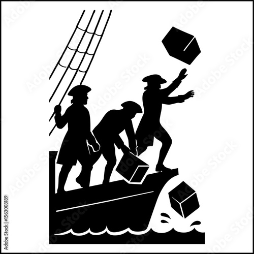 Boston Tea Party Silhouette Vector