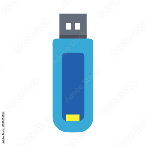 Minimalistic blue flash drive on black background illustration