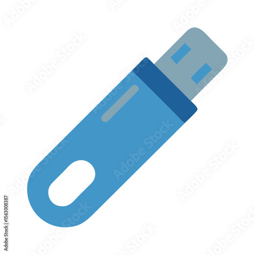 Blue USB flash drive on a black background illustration