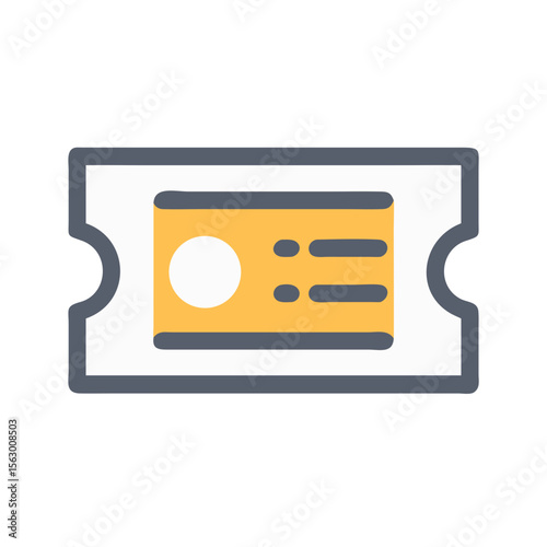 Simple Graphic Style Ticket Illustration on Black Background