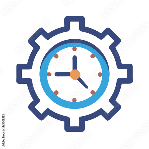 Time management concept with cog wheel and clock icon
