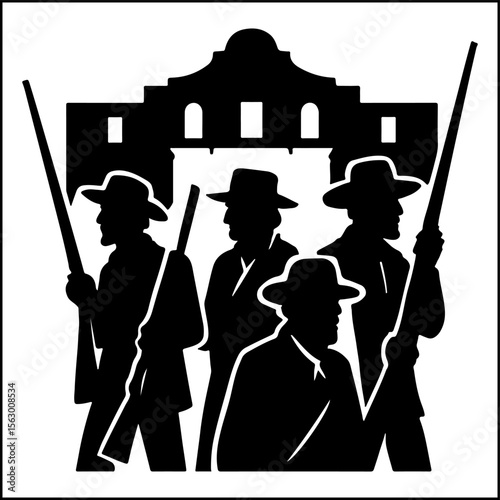 Schilderij op canvas Alamo Defenders Silhouette Vector
