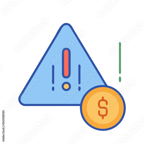 Financial risk alert icon with money and exclamation mark