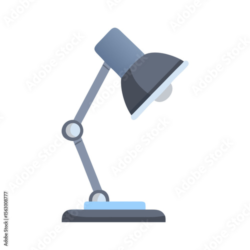 Modern gray desk lamp on black background illustration art