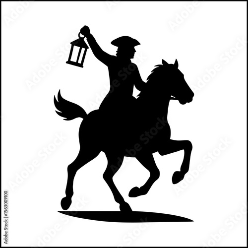 Paul Revere Horseback Silhouette Vector
