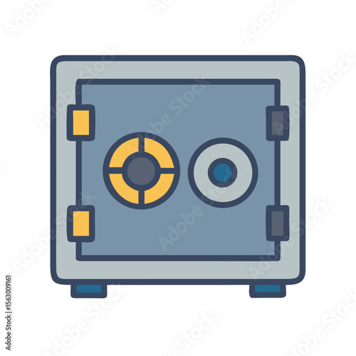 Isolated cartoon safe deposit box on a black background