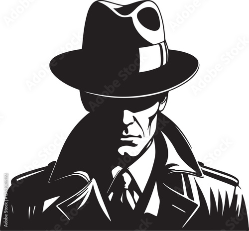 Man in fedora and trench coat collar