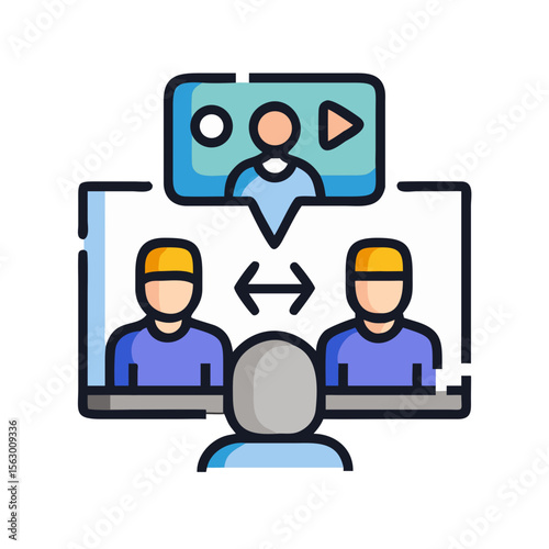 Online meeting communication connecting people through video conference call