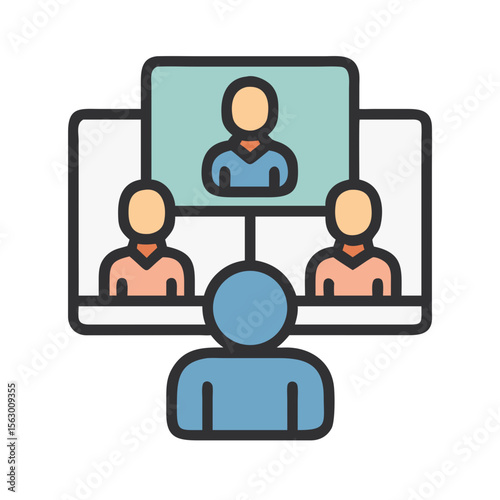 Digital meeting stock image showing virtual online team collaboration