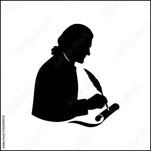 Thomas Jefferson Writing Silhouette Vector