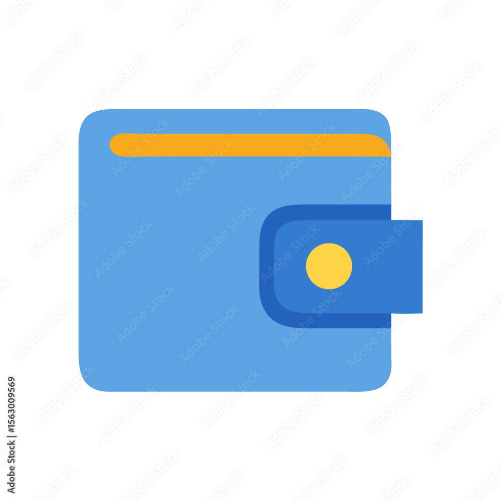 Stylized blue and gold wallet icon on black background Stylized blue and gold wallet icon on black background