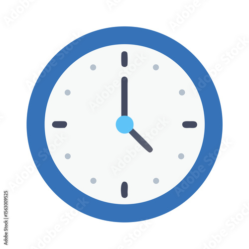 Flat design clock face showing the time ticking away