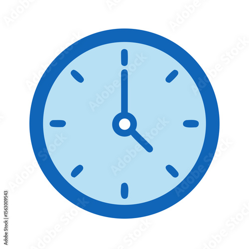 Simple blue analog clock on a black background