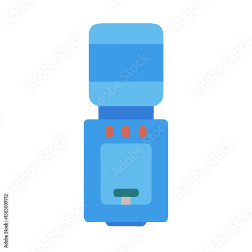 Minimalistic blue water dispenser isolated on black background illustration