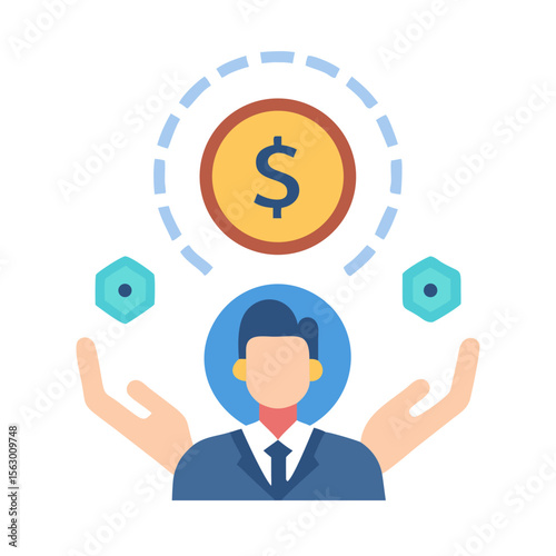 Person juggling savings and investments for financial management illustration