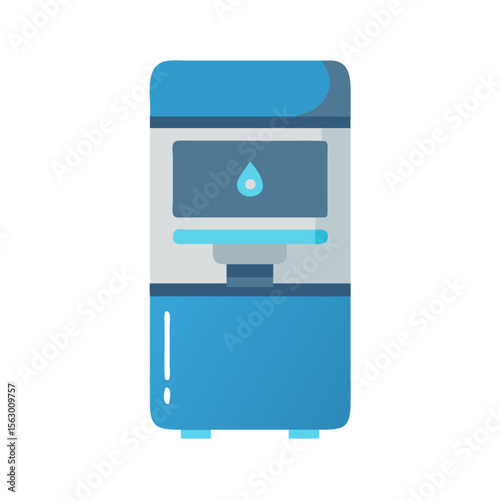 Stylish blue water dispenser on black background for offices