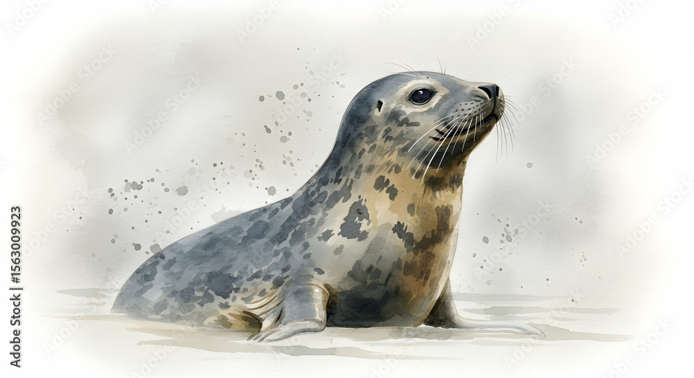 Fototapeta premium Adorable Grey Seal Pup Emerging from Water Wildlife Animal Nature Ocean Mammal Sea Creature Beach Coastline Aquatic Life Marine Mammal Wild Animal