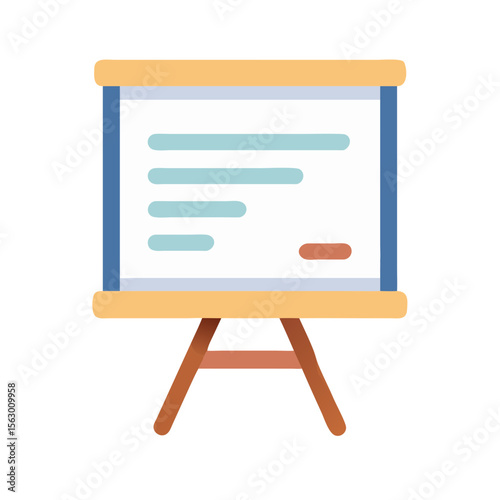 Business presentation board on stand displays simple text lines