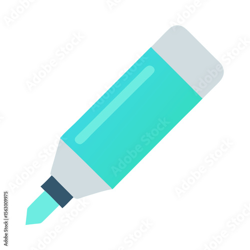 Isolated aqua marker on black background, school or office supply