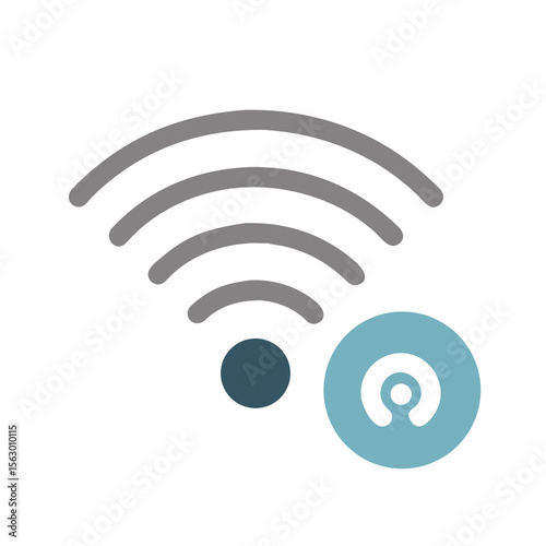 Stylized graphic of Wi-Fi symbol and device pairing indicator
