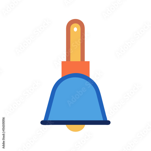 Simple blue bell illustration with handle on black background