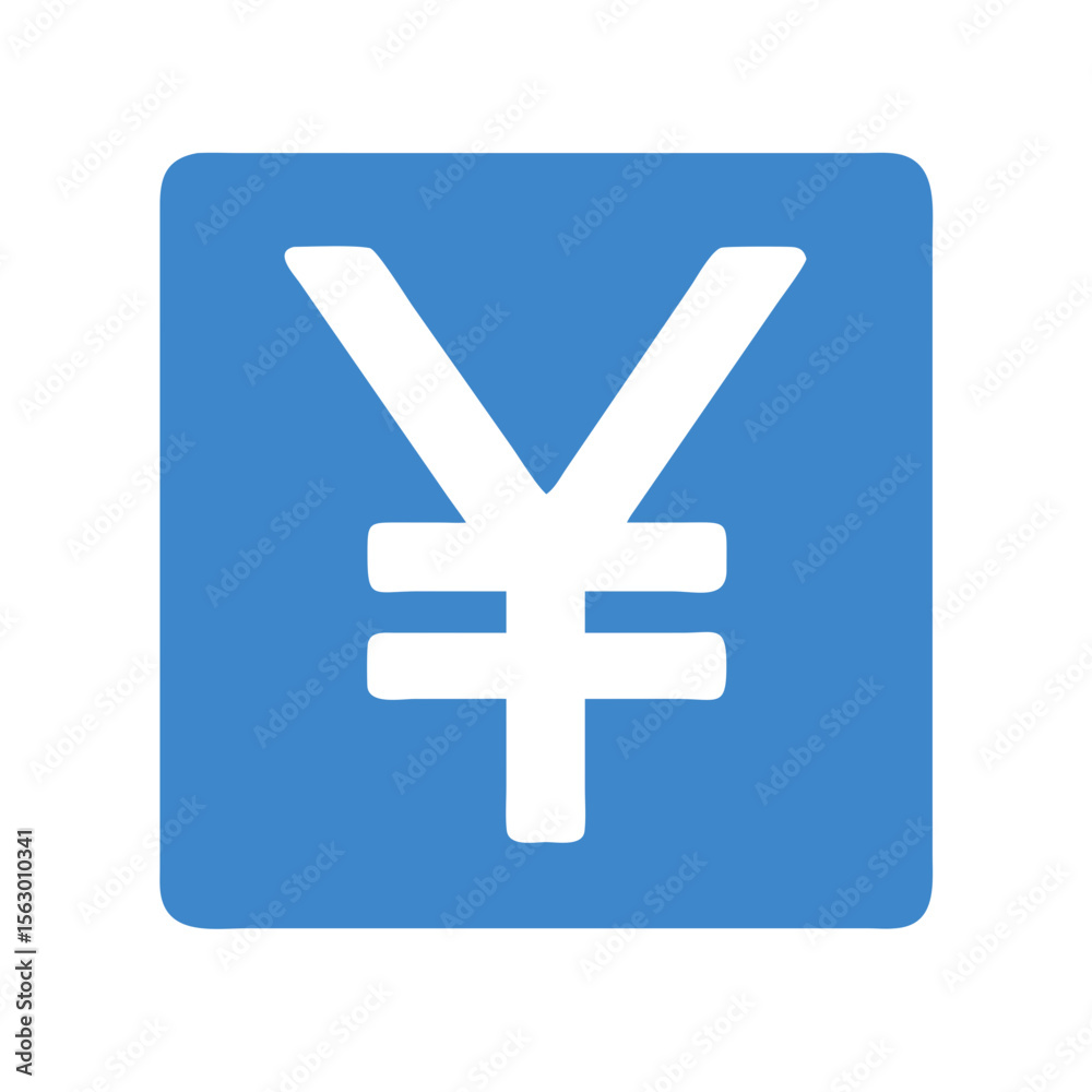 Obraz premium Japanese Yen currency symbol on blue square background