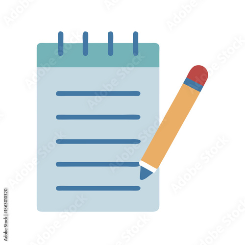 Notepad and Pencil Illustration for Note Taking and Writing