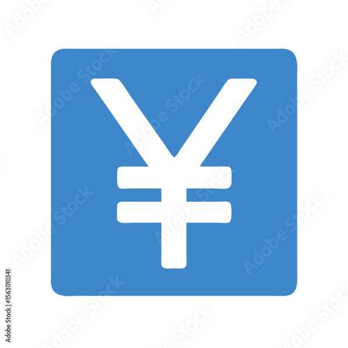 Japanese Yen currency symbol on blue square background