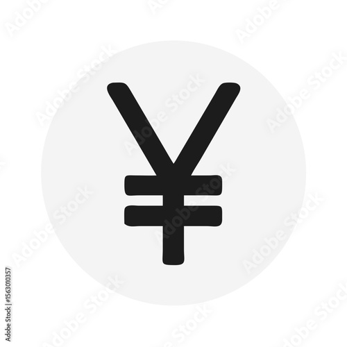 Yen currency symbol icon on round background illustration