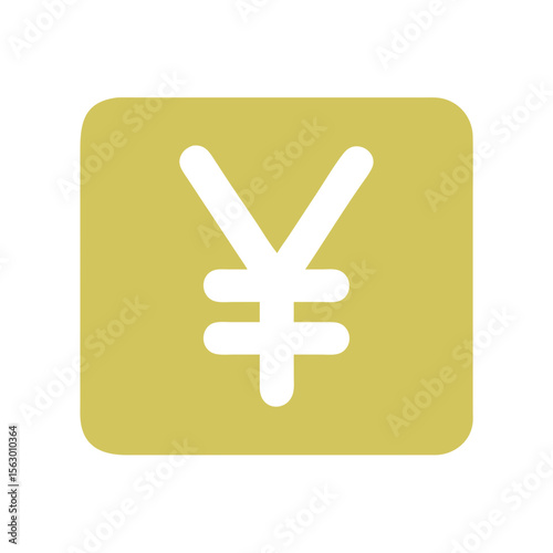 Japanese Yen Currency Symbol on Gold Background, Flat Design