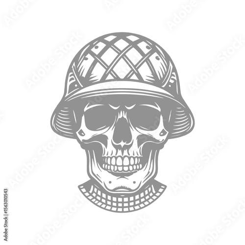 Skull with Military Helmet Illustration