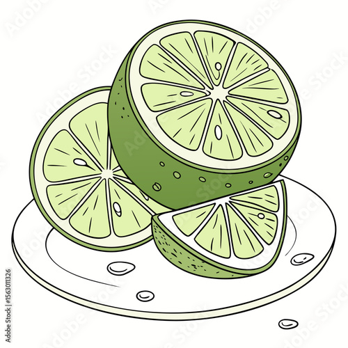 A plate of sliced limes, a refreshing citrus illustration