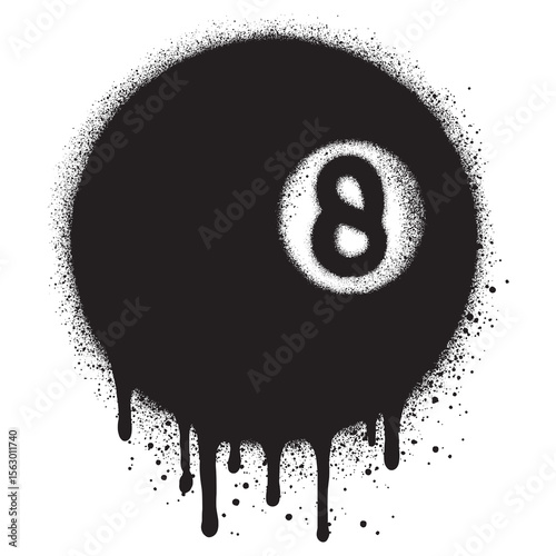 Spray Painted Graffiti billiard ball 8 icon Sprayed isolated with a white background.