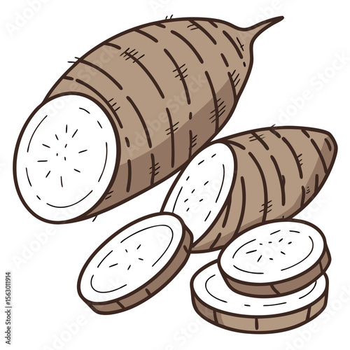 A sliced yam isolated on white background
