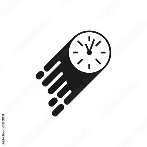 Fast clock icon. Time speed symbol. Outline vector illustration.