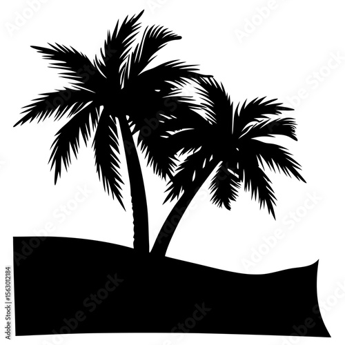 Minimal vector silhouette of a single palm tree, centered with no ground or soil. Isolated on transparent background, perfect for tropical, summer, and clean design projects.