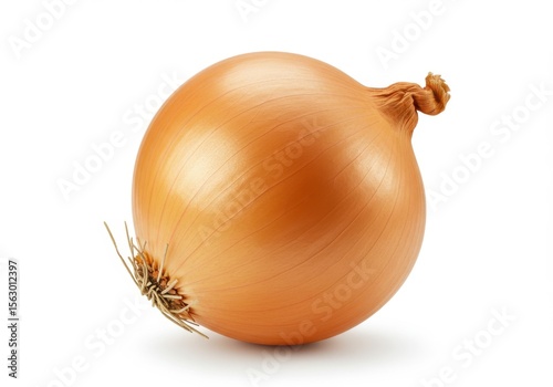 Wallpaper Mural A single brown onion with papery skin is isolated on white background, ready for cooking Torontodigital.ca