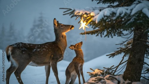 Enchanting Christmas Deer Animated Winter Wonderland Scene