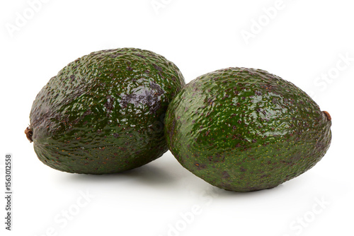 Two Avocados, isolated on white background